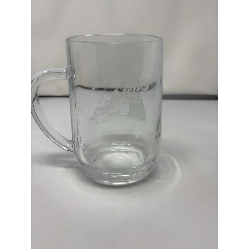 1991 Joe Camel Cigerettes Luminarc Clear Glass 16 oz Mug Etched Billiards Pool